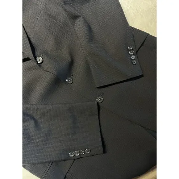 Burberry London Mens 40R 34x29 Gray Micro Check Plaid Designer Suit 3/2 Roll - Picture 7 of 16